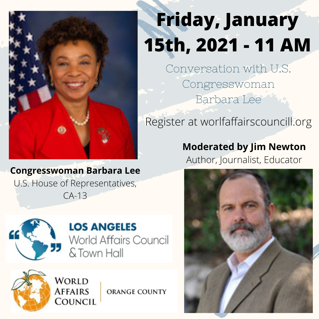 January 15th, 2021: A Conversation with U.S. Congresswoman Barbara Lee