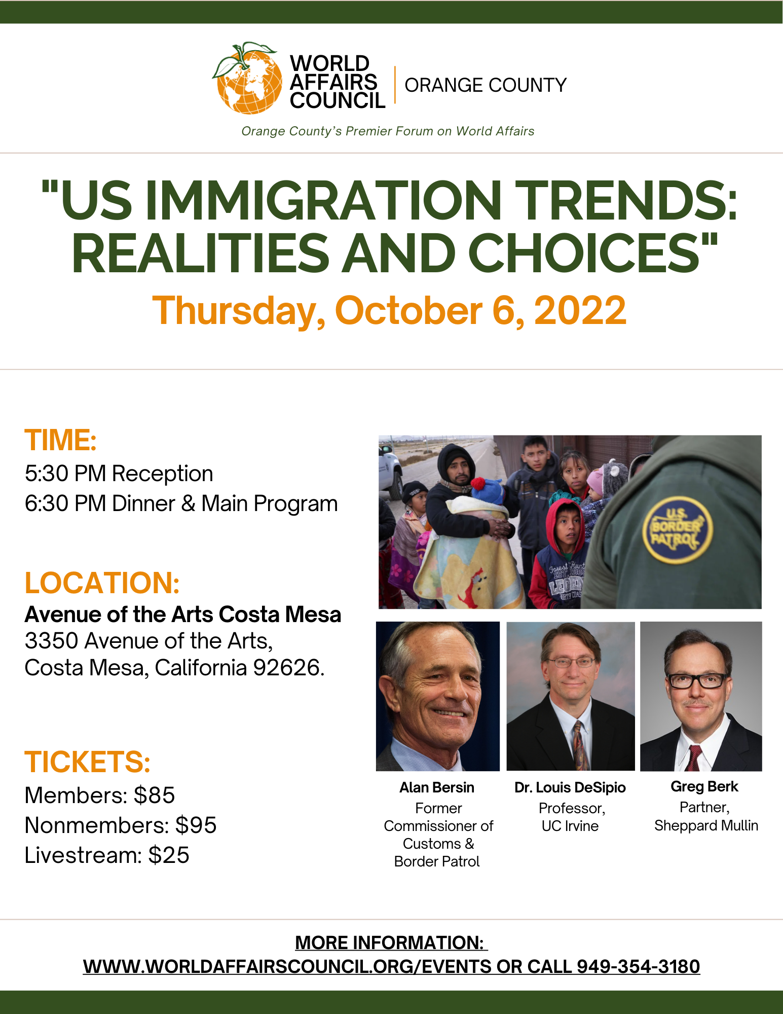 "US Immigration Trends: Realities and Choices" with Alan Bersin, Dr. Louis Desipio, & Greg Berk