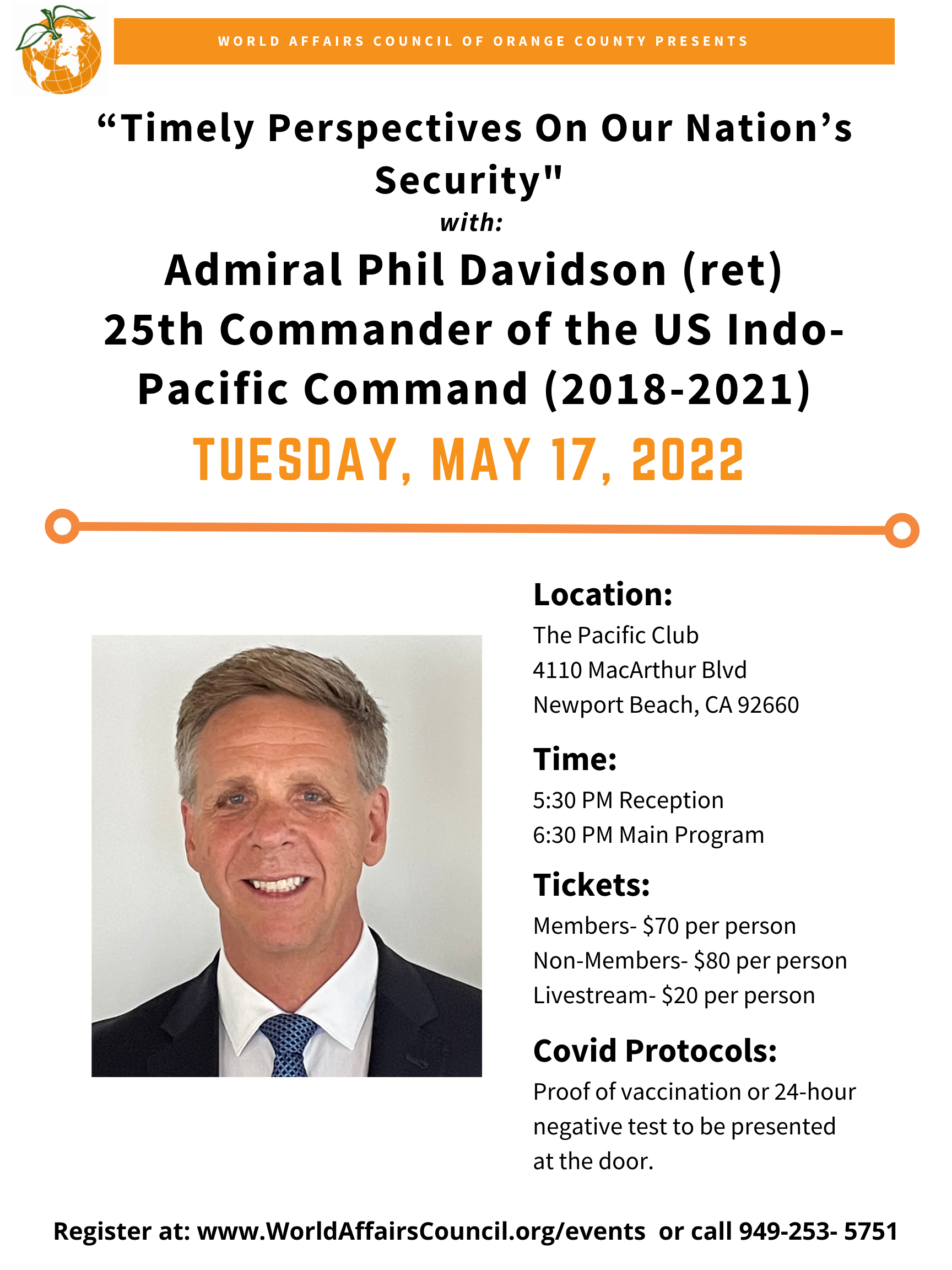 “Timely Perspectives On Our Nation’s Security" with Admiral Phil Davidson (ret) 25th Commander of the US Indo-Pacific Command (2018-2021)