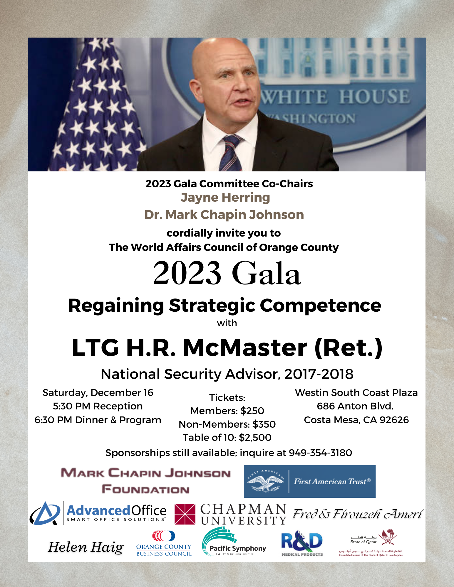 Annual Gala with LTG H.R. McMaster (Ret.)